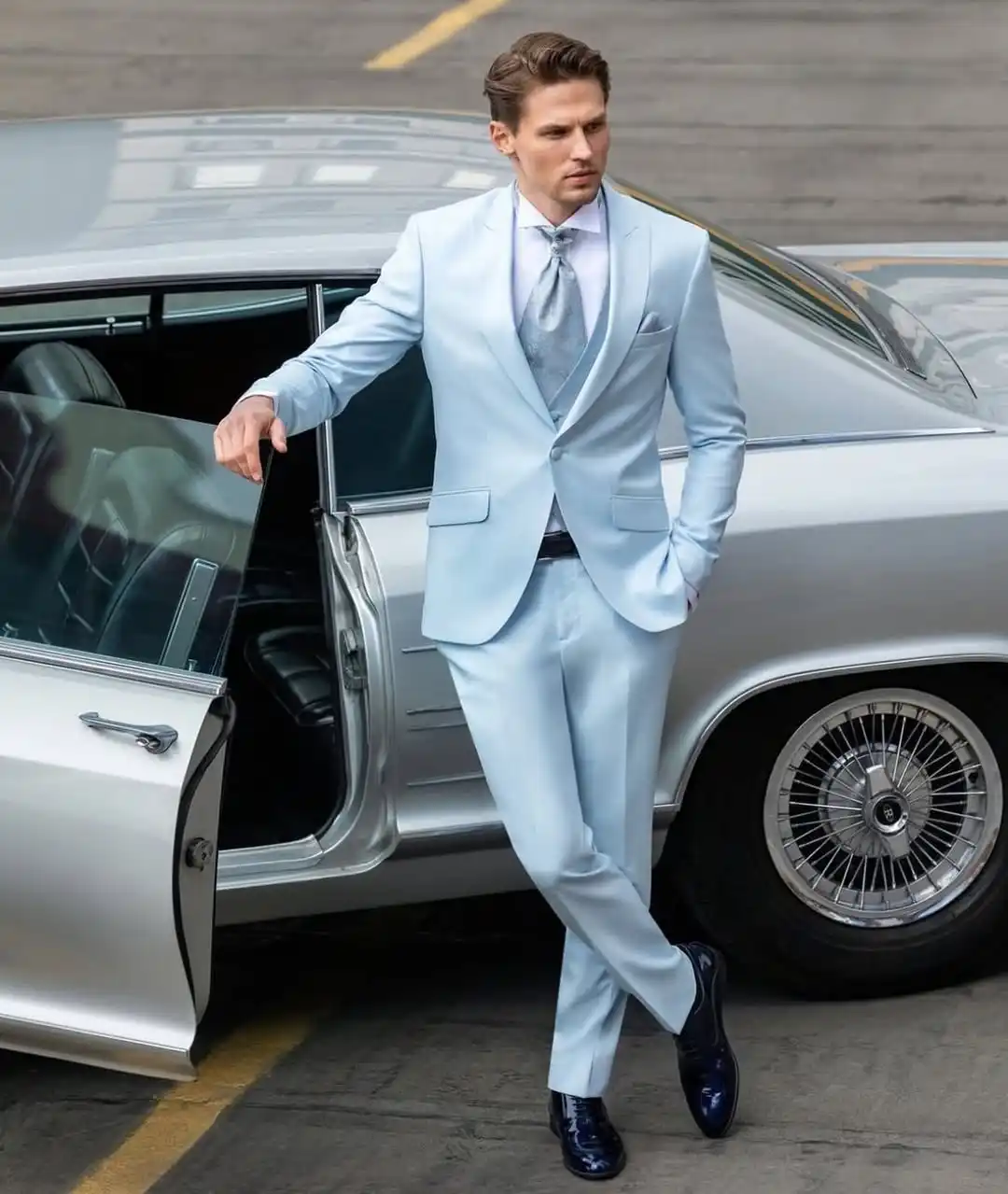8. Powder Blue Three Piece Suit