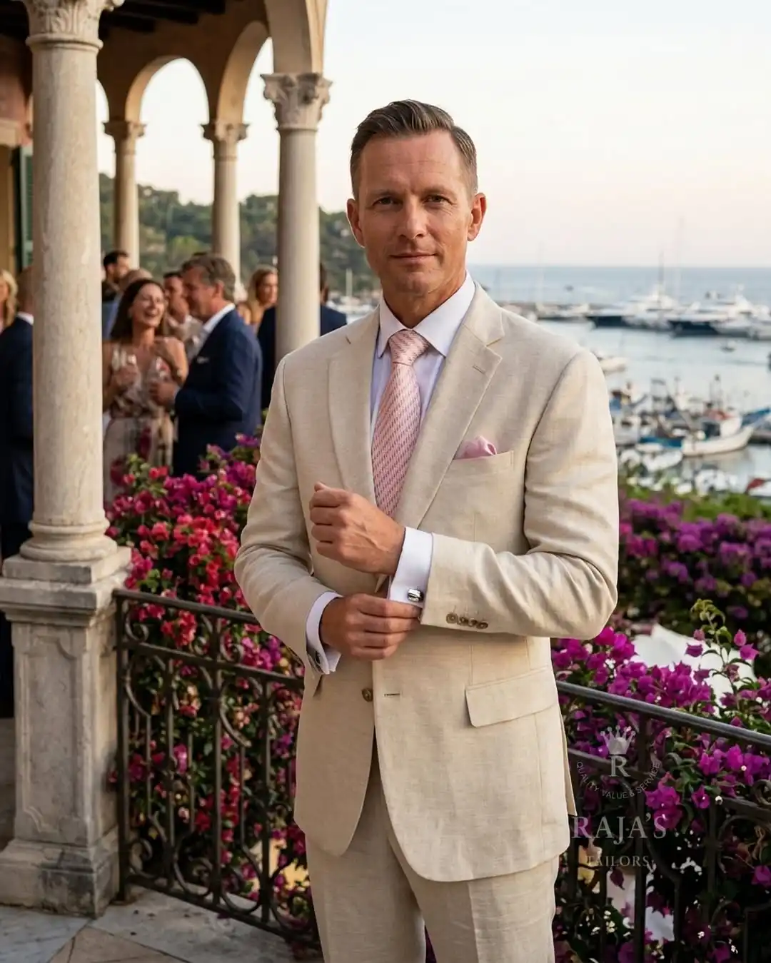 2. Beige Linen Suit For Guests