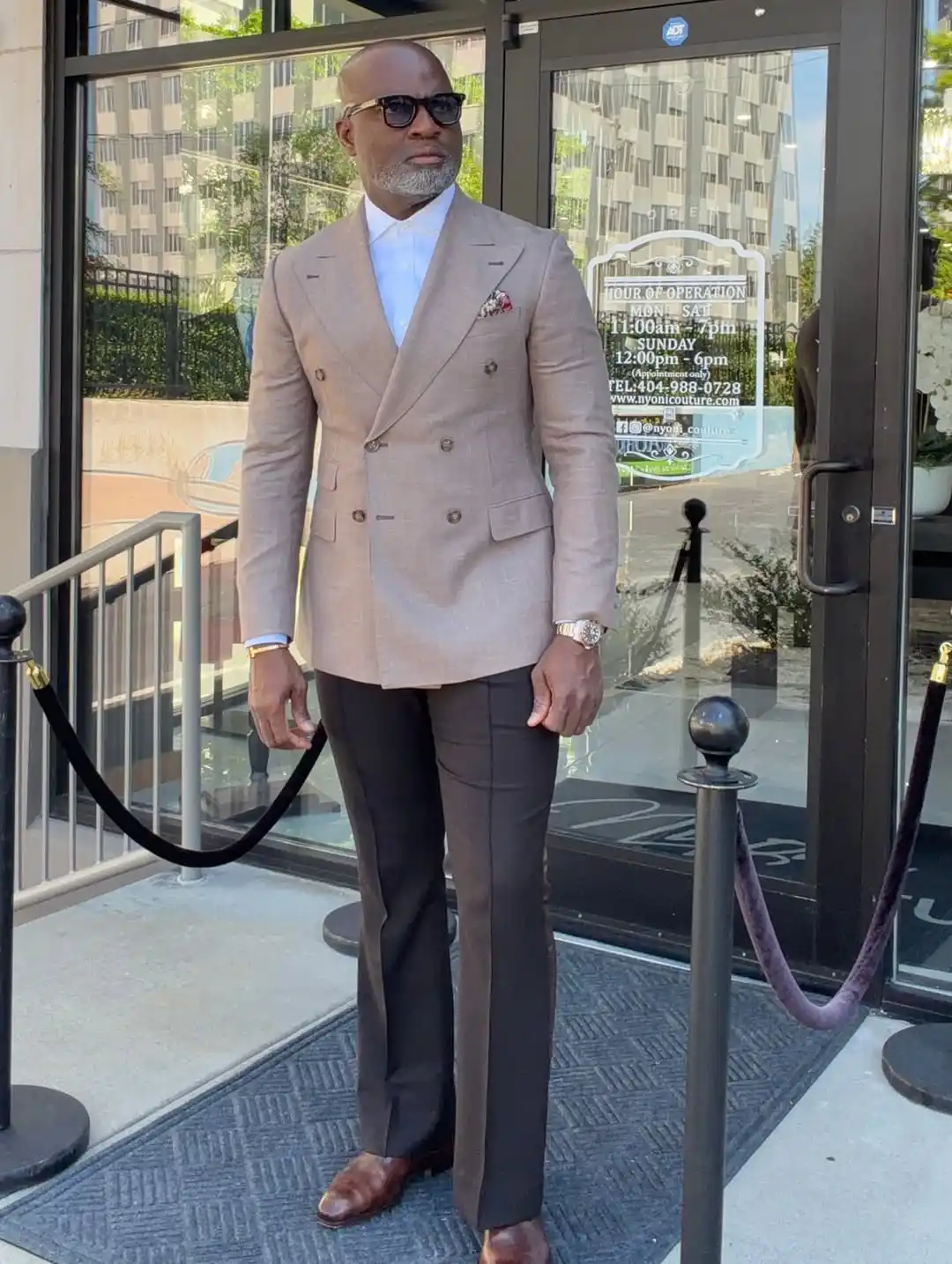 12. Tan Blazer with Dark Brown Trousers