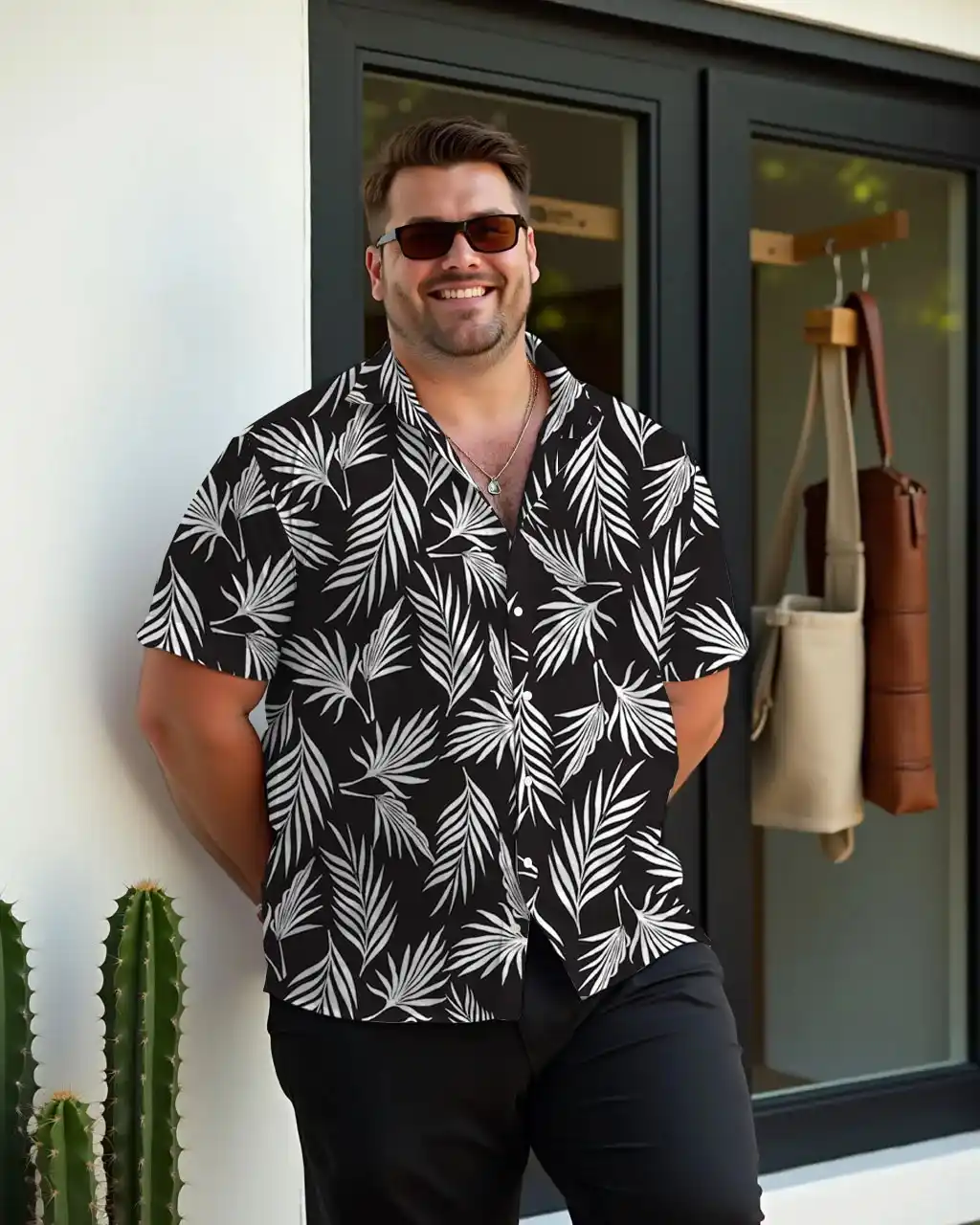 1. Tropical Print Button Down Shirt