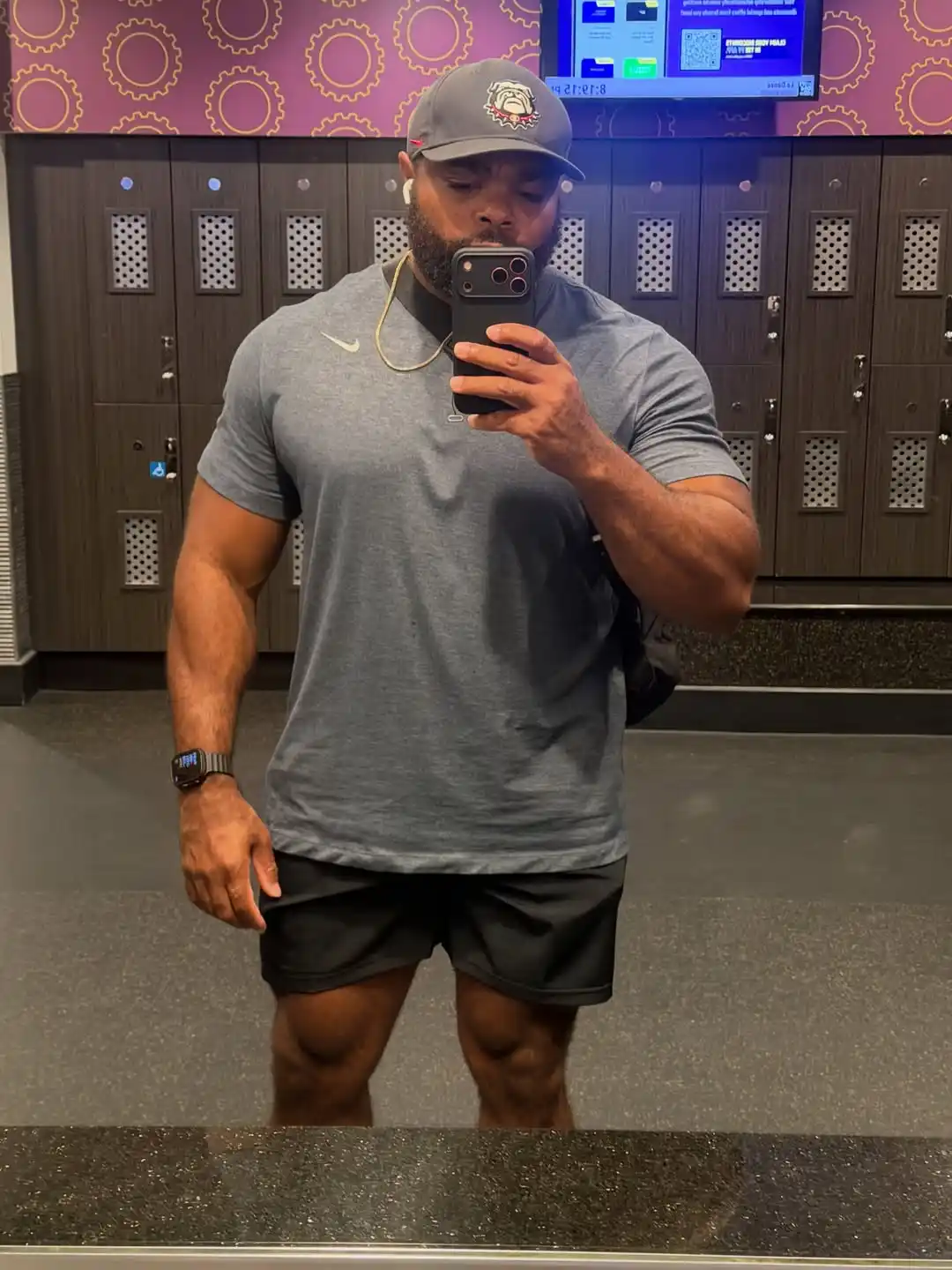 2. Grey Nike Tee with Black Shorts