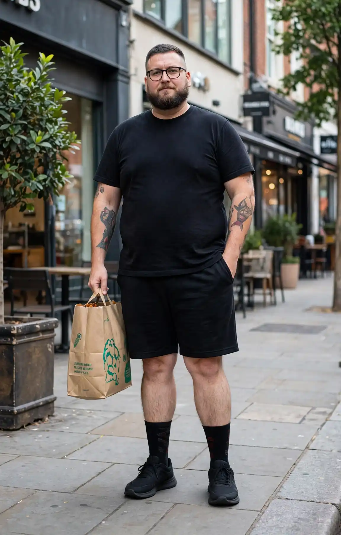 8. Basic Tee with Black Shorts