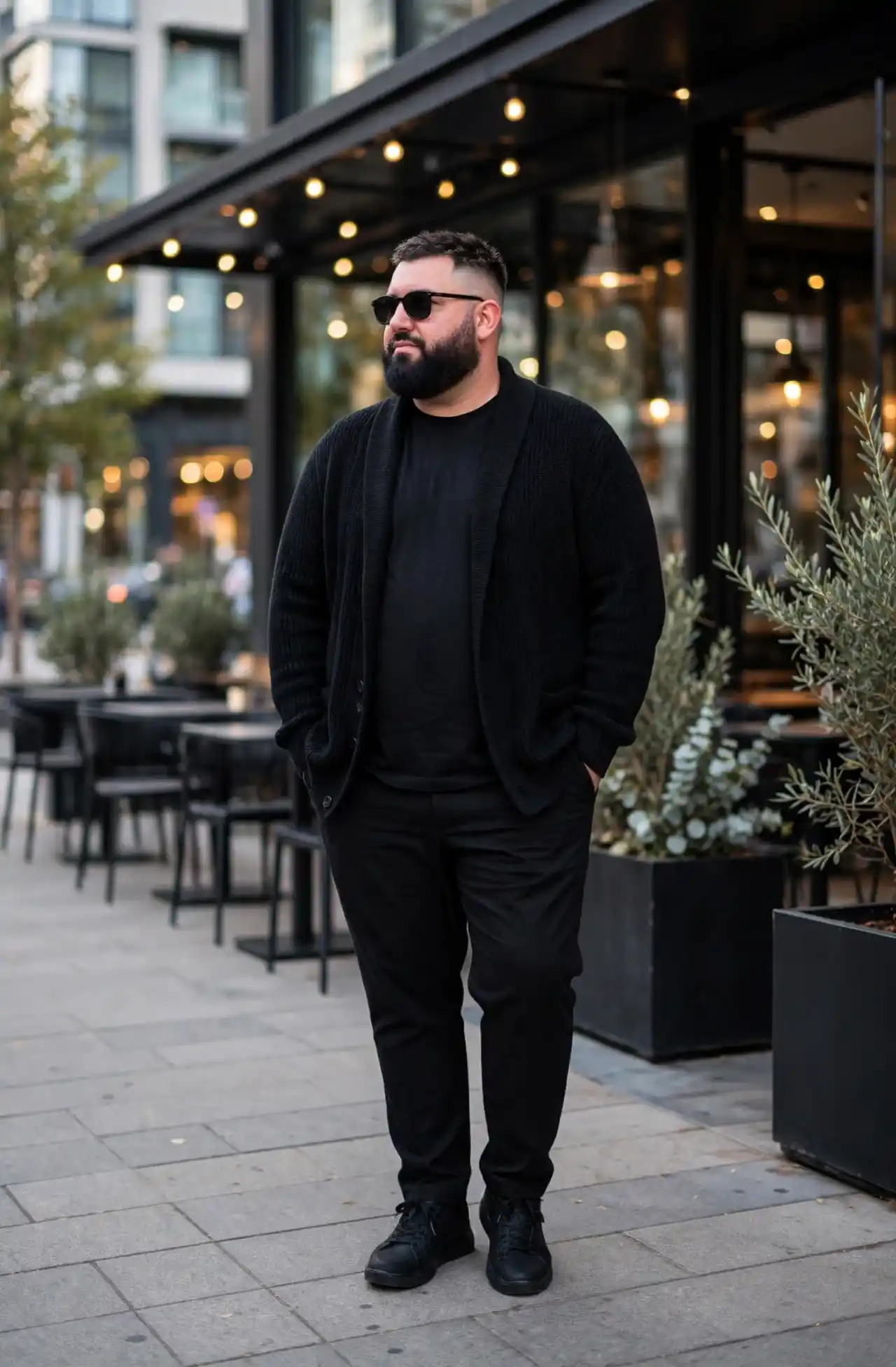 12. Open Cardigan with Fitted Tee