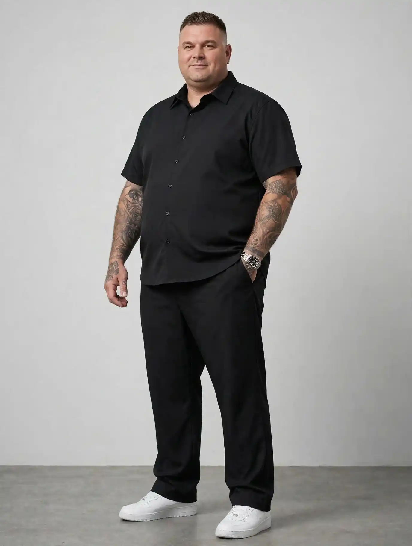 5. Short Sleeve Shirt with Straight Leg Pants