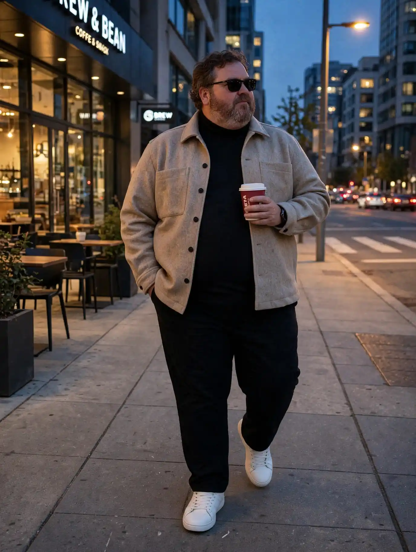 10. Wool Shirt Jacket With Black Turtleneck