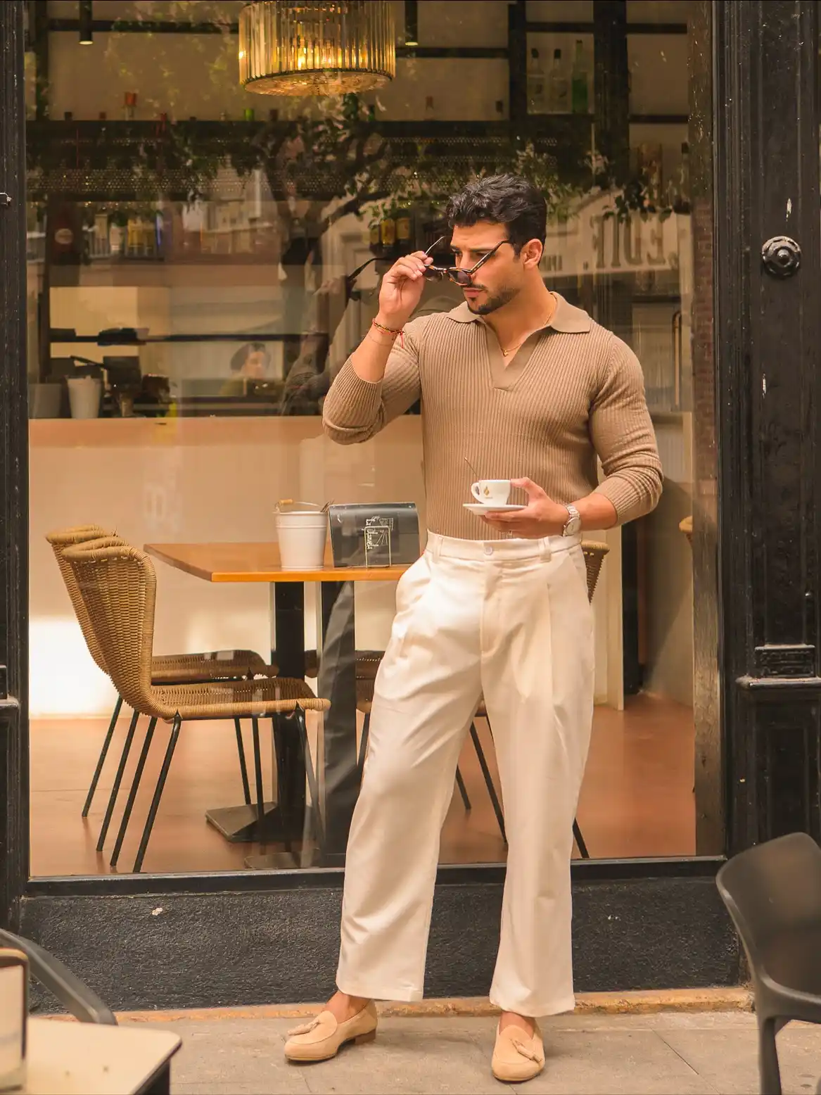 2. The Ribbed Polo and Pleated Trouser Combo That Feels Old World Cool