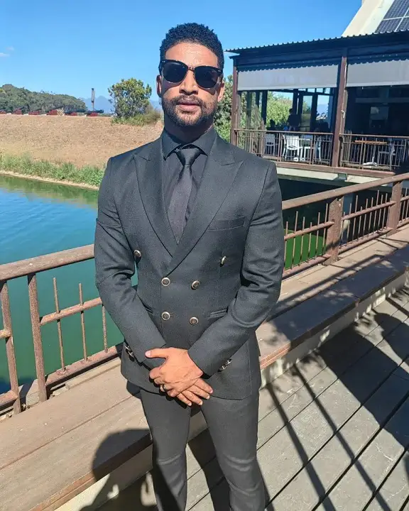 Double Breasted Black Suit for an Outdoor Ceremony