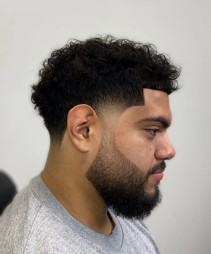 12. Cropped Curl Fringe with Full Beard