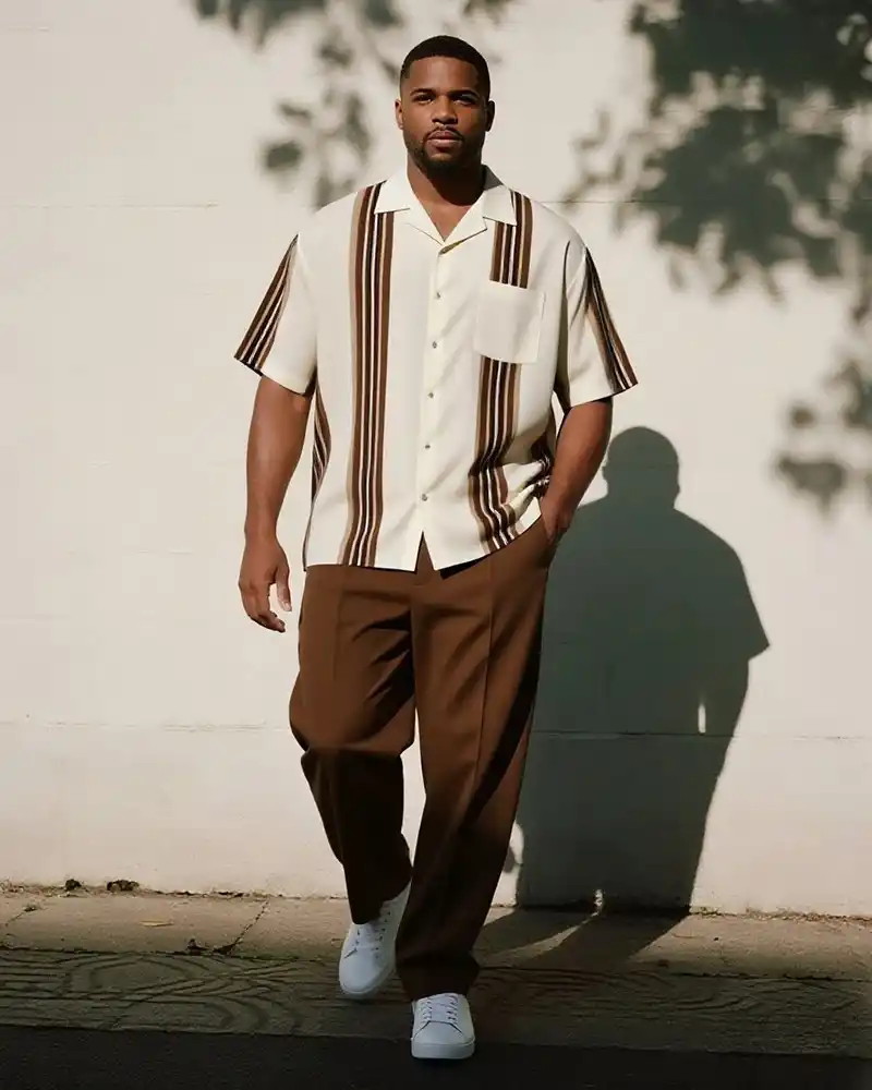4. Vertical Stripe Camp Collar Shirt
