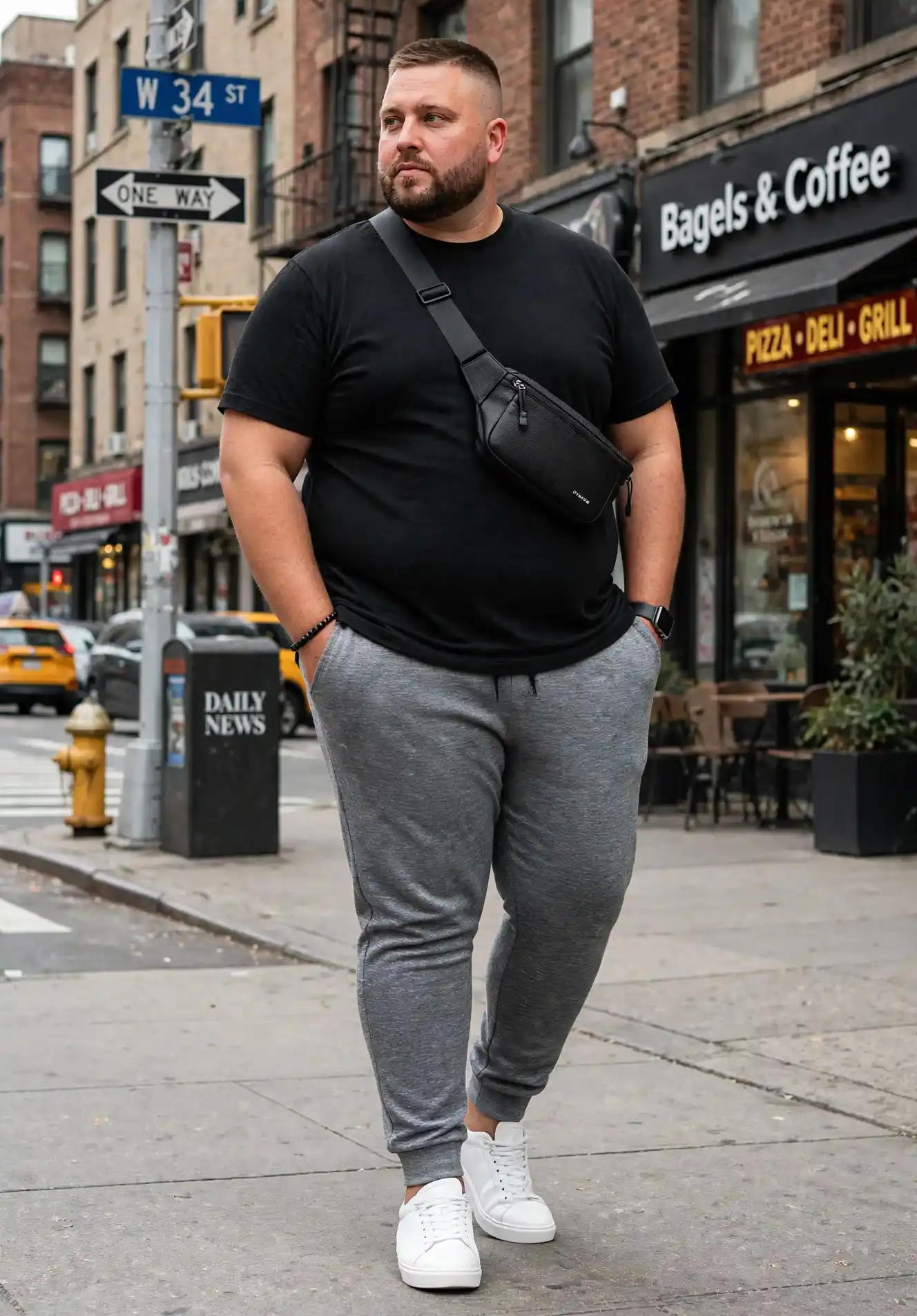 3. Black Tee and Grey Joggers