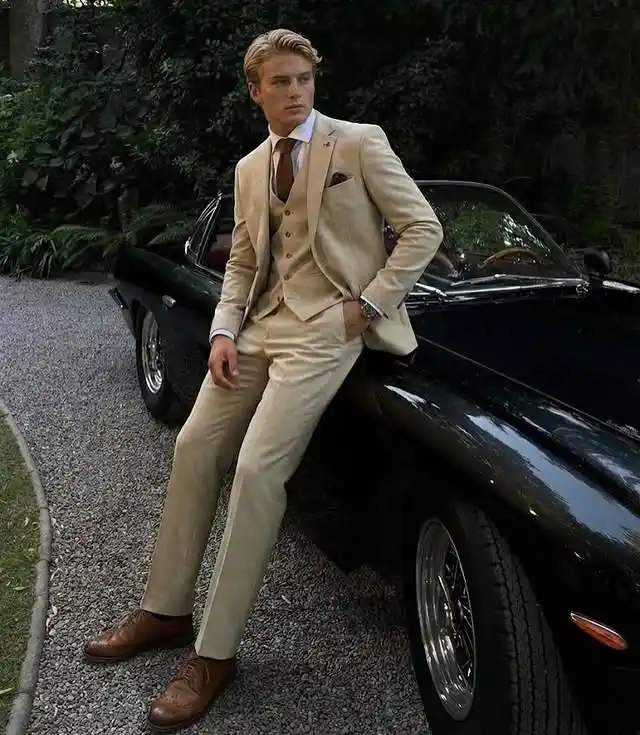 5. Cream Three Piece Suit