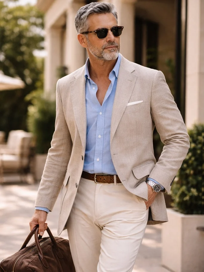 The Tan Blazer and Cream Trouser Pairing That Looks Expensive Without Trying