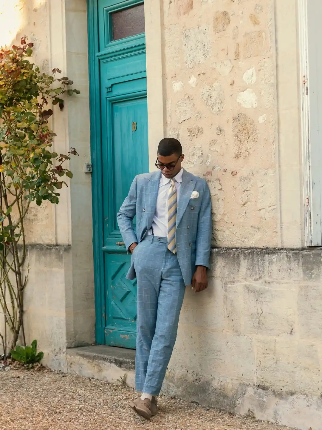 6. Windowpane Suit With Double Breasted Jacket