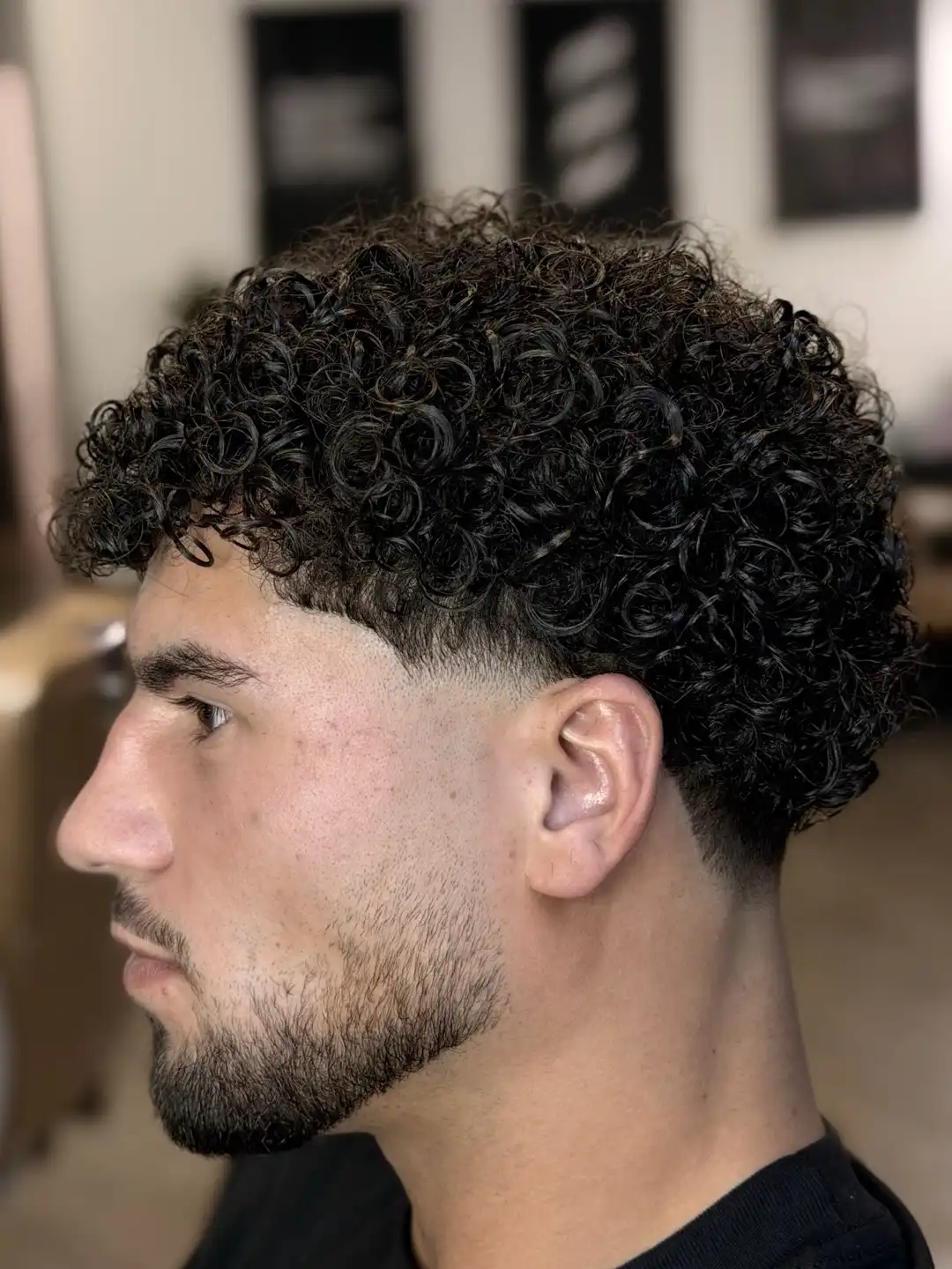 1. Tight Curl Crop with Low Fade