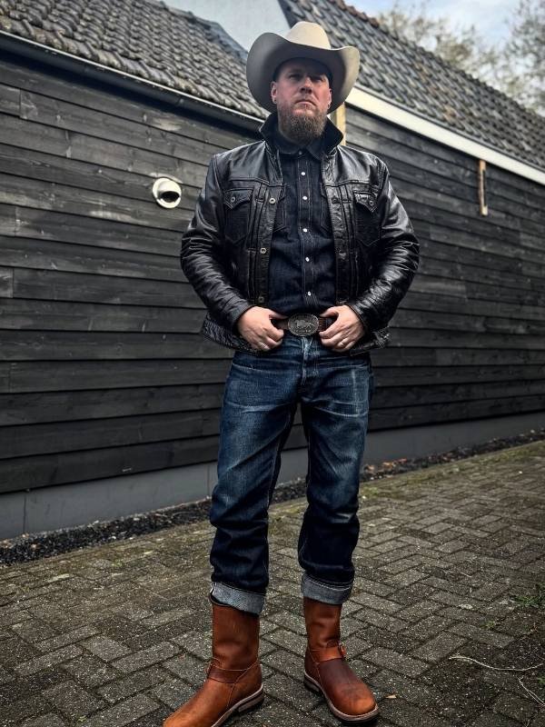 1. Leather Trucker Jacket and Selvedge Denim