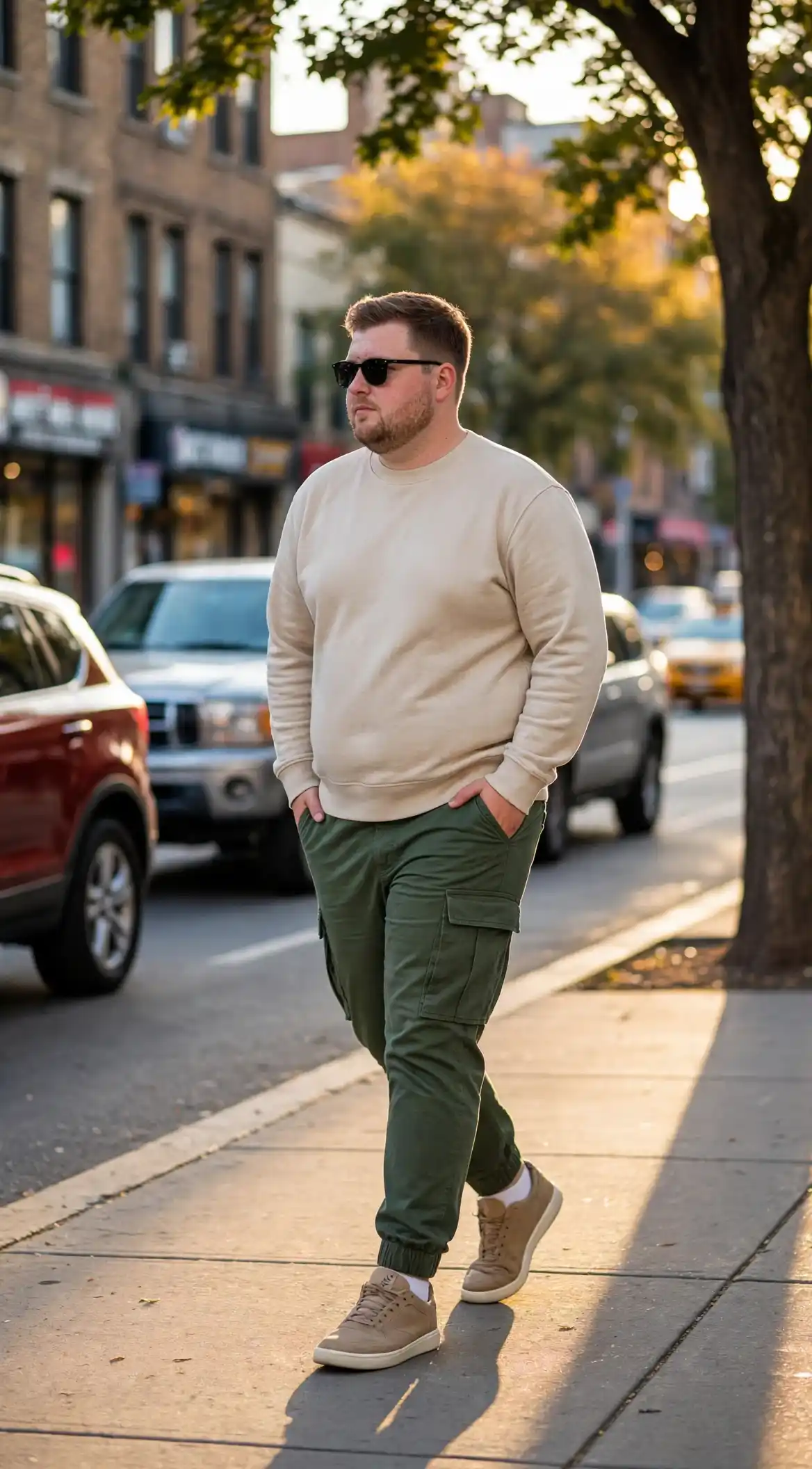 13 Dressing Tricks that Make Plus Size Men Look Slimmer 12 10. Crewneck and Cargo Joggers