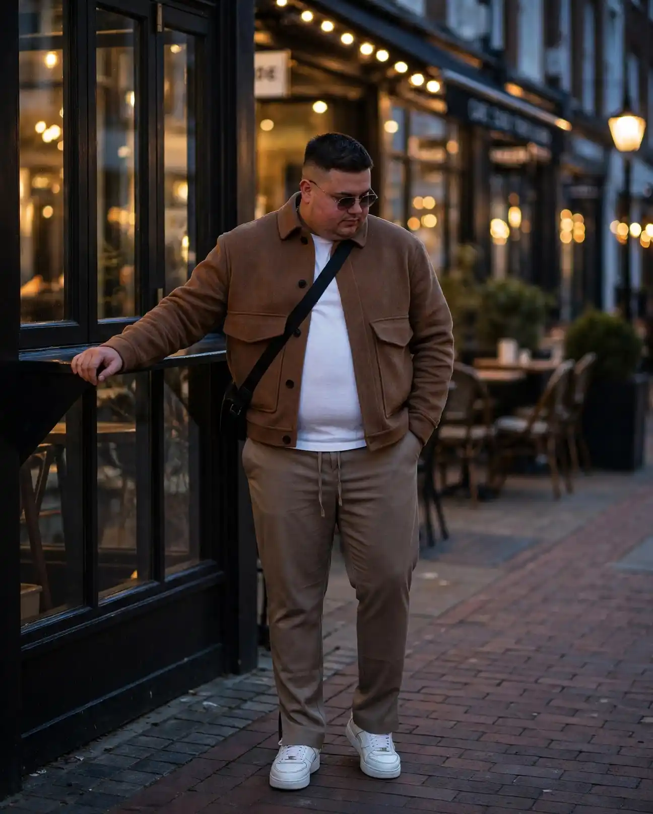 12. Camel Jacket With Drawstring Trousers