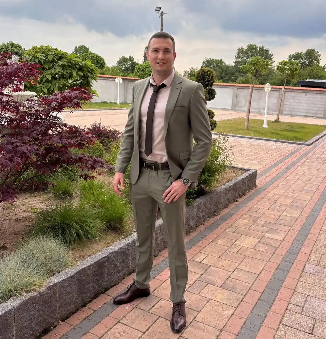 6. Olive Green Single Breasted Suit