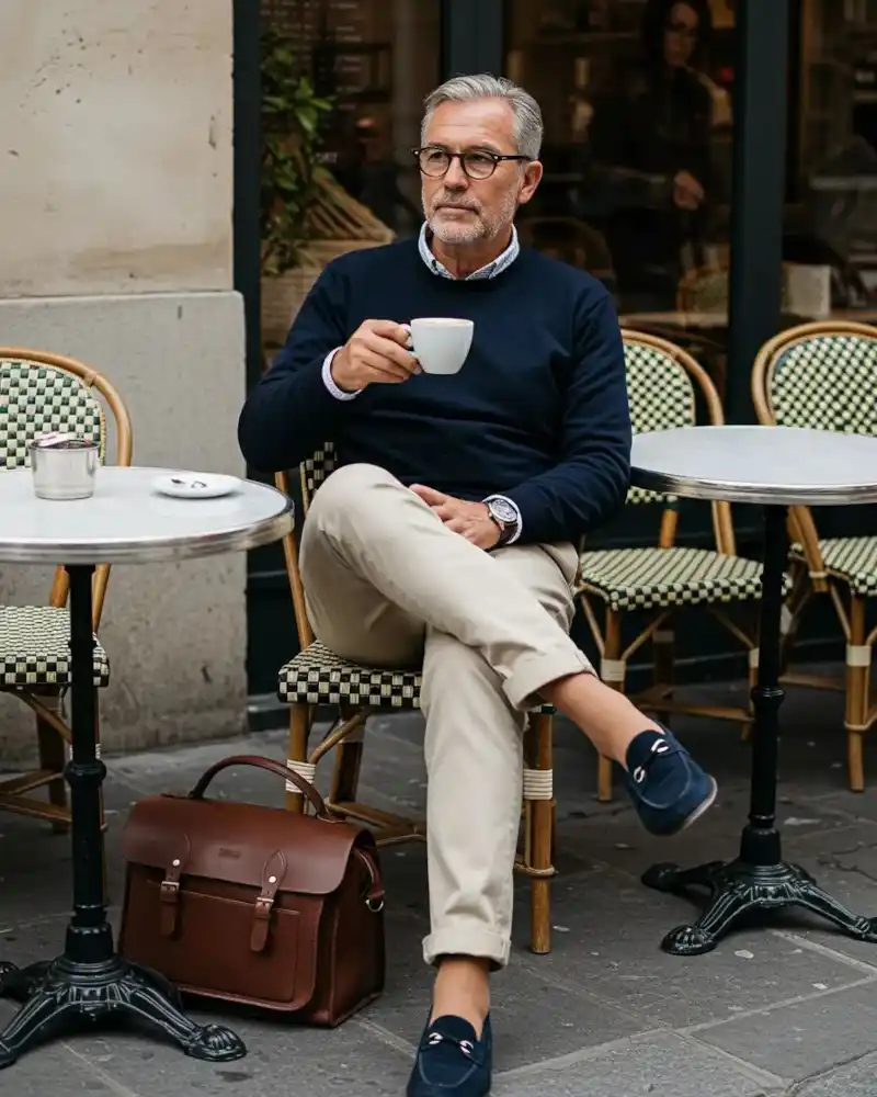 11. Navy and Cream Never Miss for a Classic, Grown Up Coffee Date Look