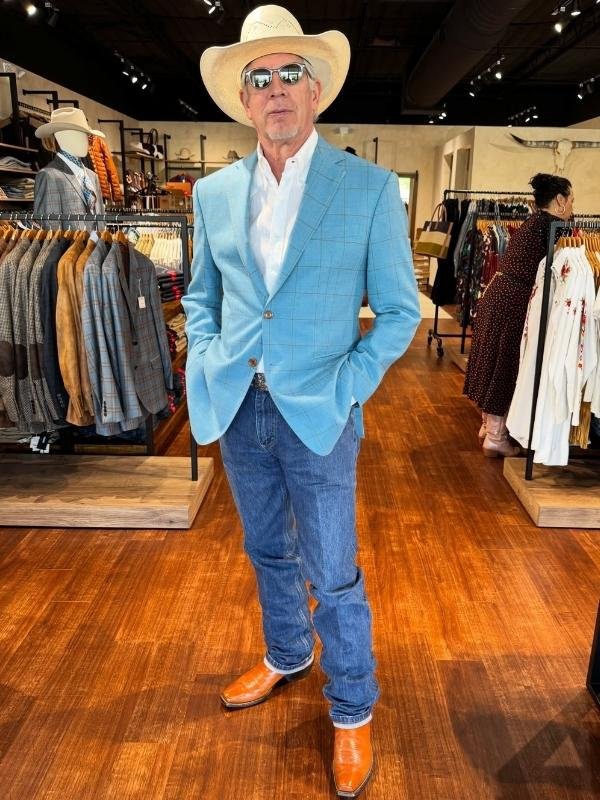 5. Windowpane Blazer with Cuffed Jeans