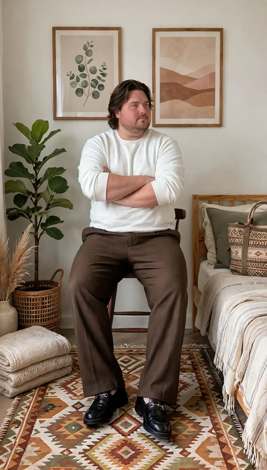 13 Dressing Tricks that Make Plus Size Men Look Slimmer 10 8. Fitted Crewneck Sweater