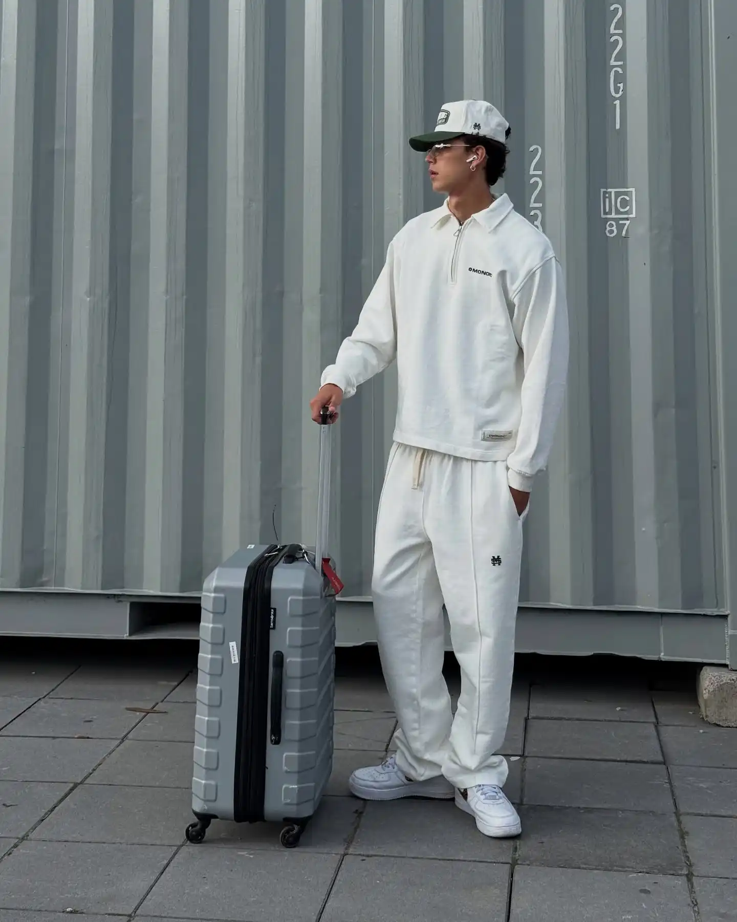 10. The Off White Quarter Zip and Track Pants Set