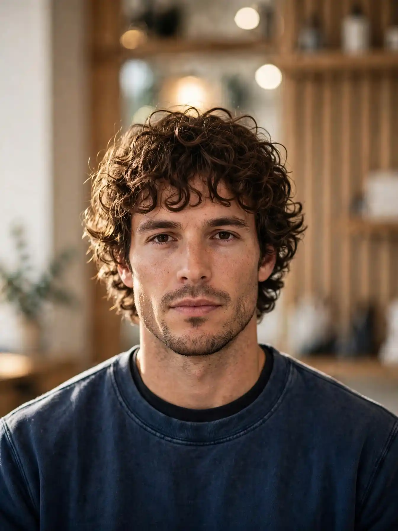 10. No Part Curly Fringe With Mullet Length