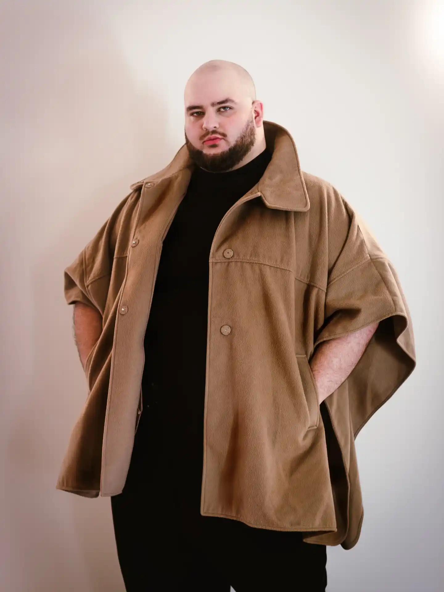 3. Camel Cape Style Wool Jacket