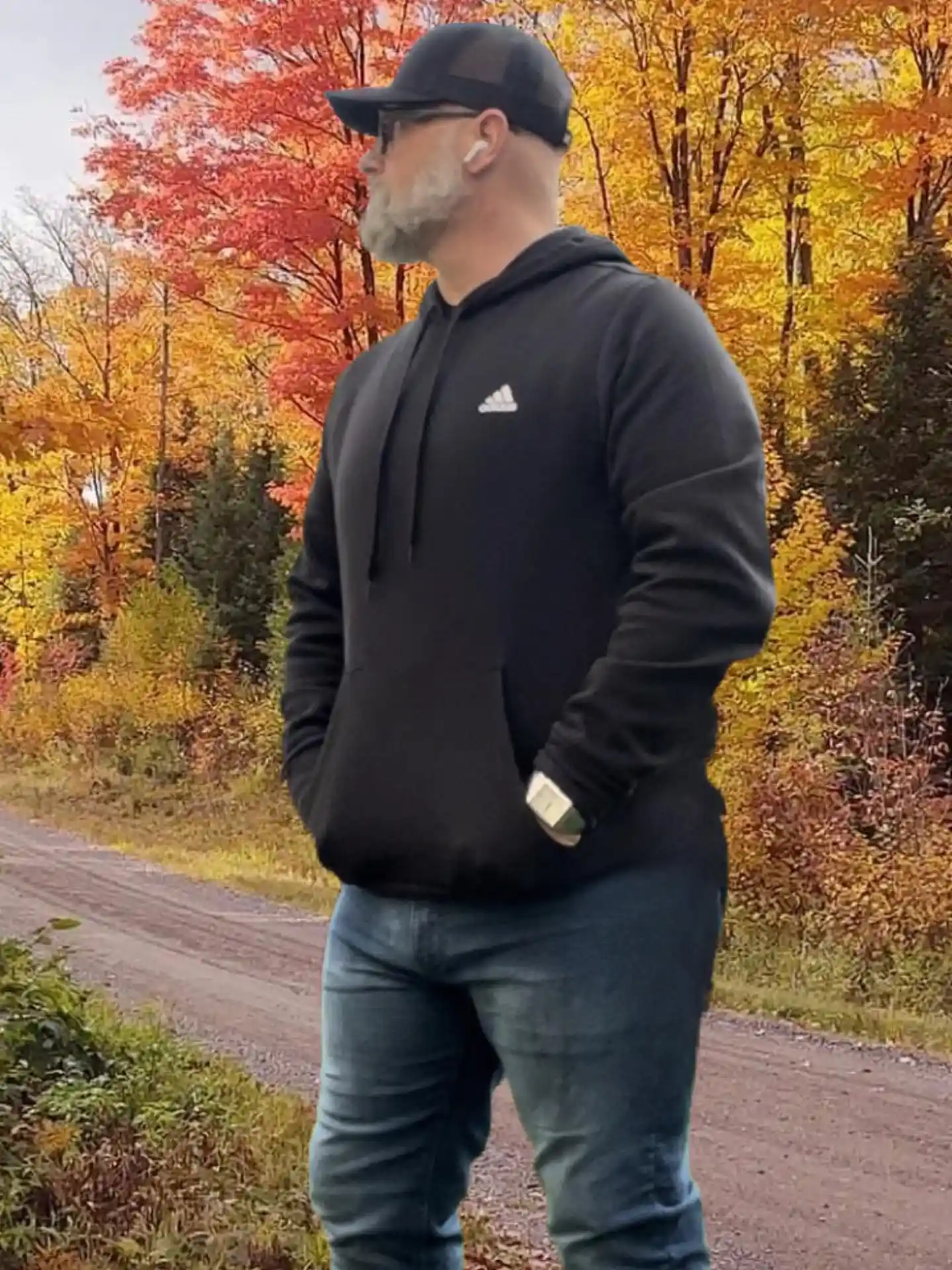 3. Black Adidas Hoodie With Denim