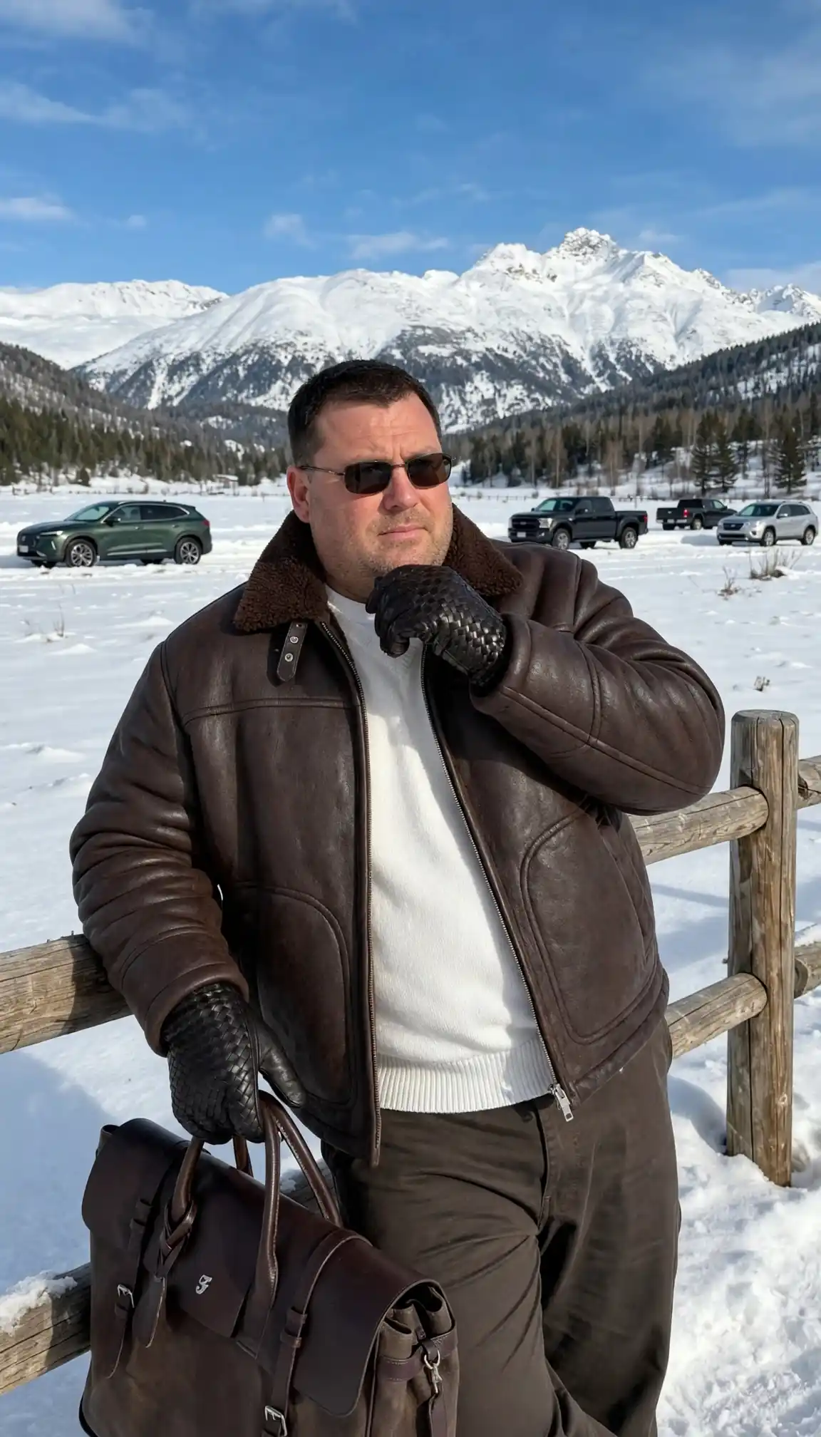 24 Travel Outfit Ideas for Plus Size Men Worth Saving Right Now 20 6. Shearling Jacket and Cream Sweater