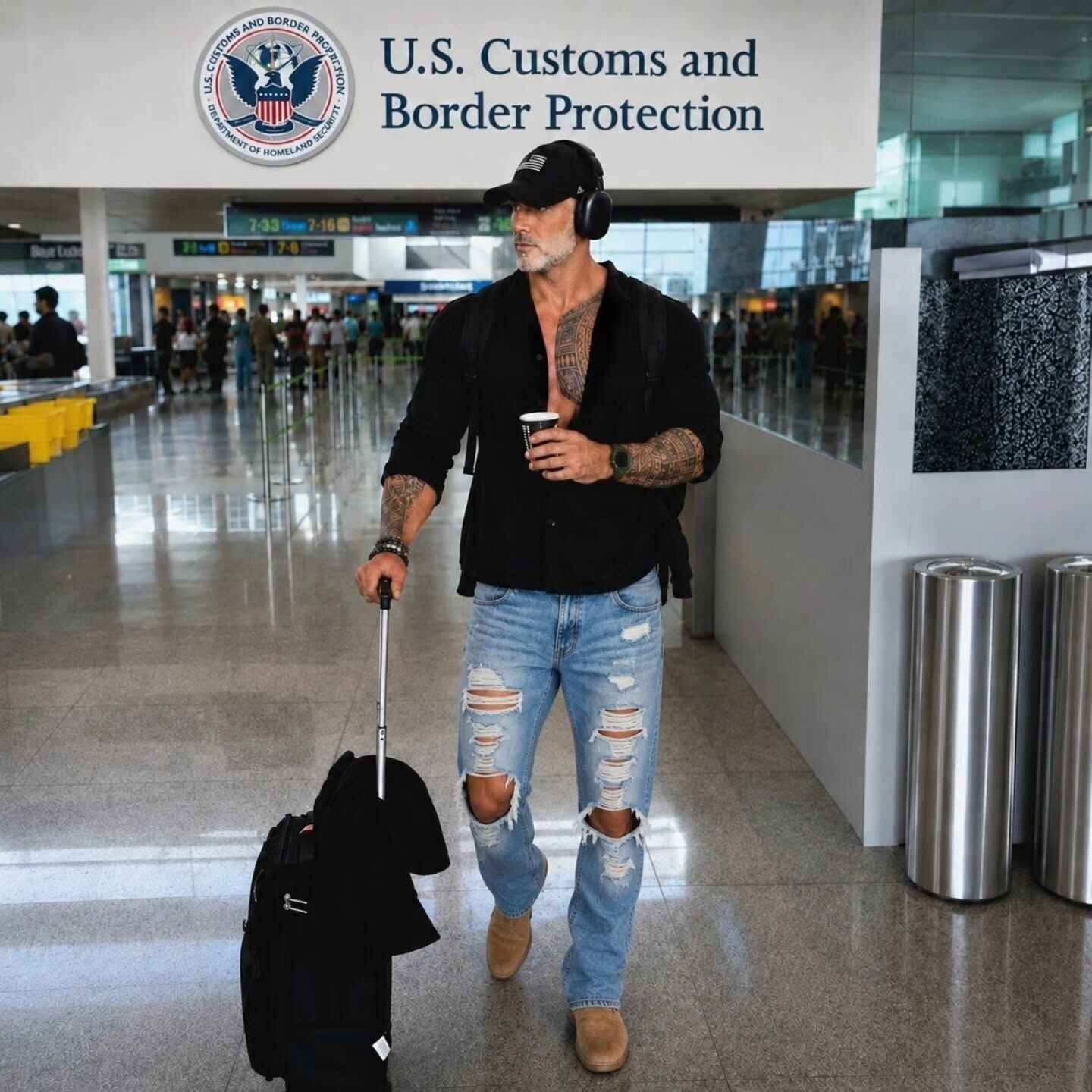 16 Airport Outfit Men Streetwear Looks for Travel Days 15 3. Black Button Down with Distressed Denim