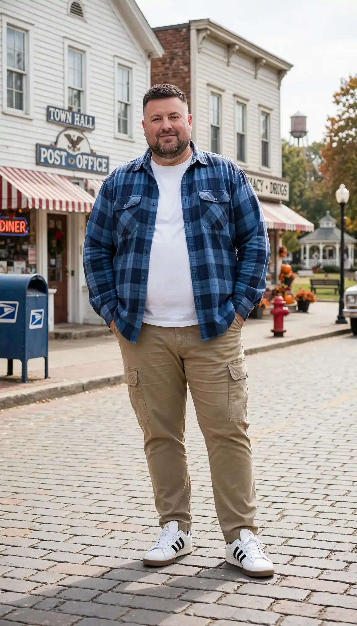 14 Streetwear Outfits for Plus Size Men Real Men Swear By 15 13. Blue Plaid Shirt With Khaki Cargos