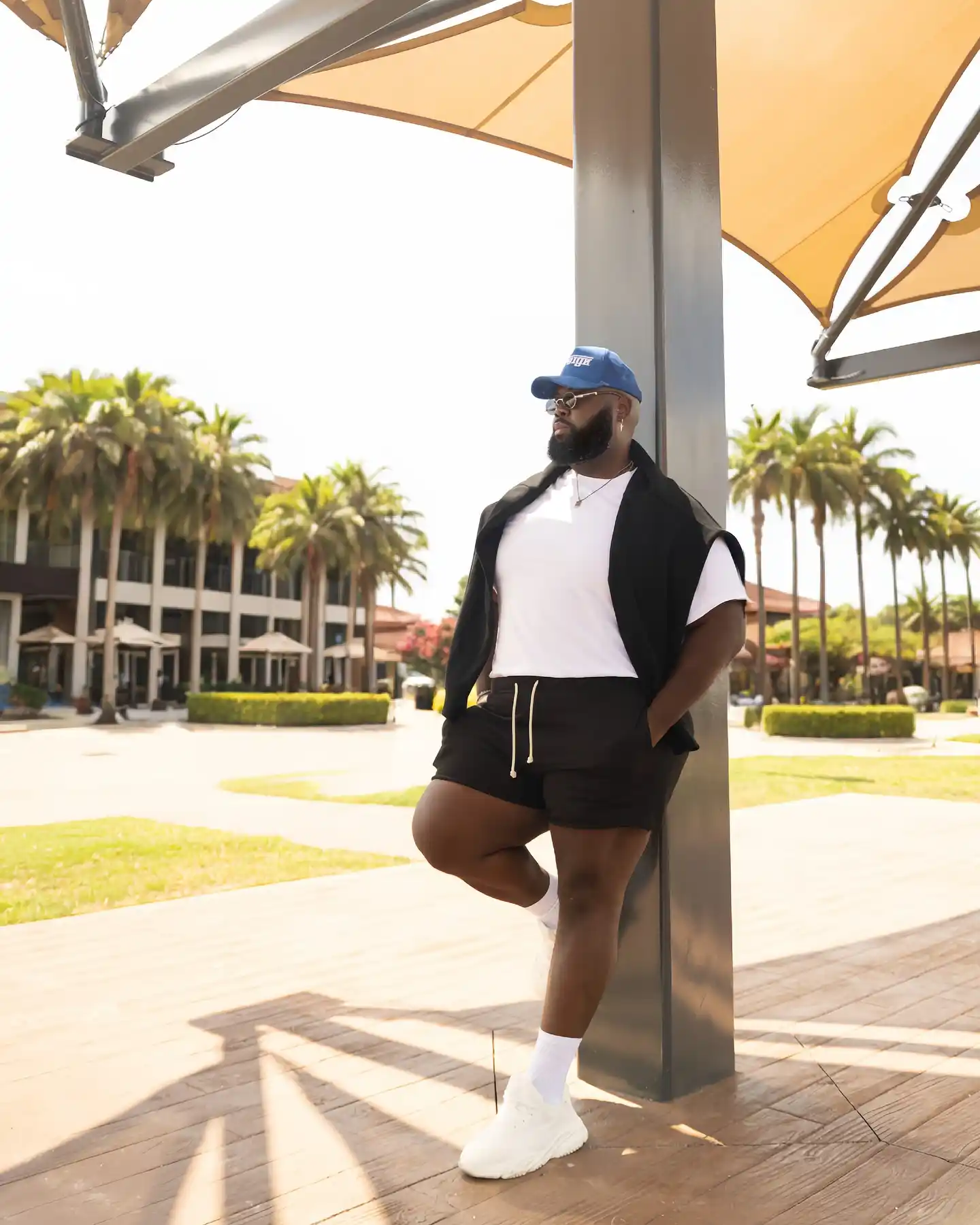 14 Streetwear Outfits for Plus Size Men Real Men Swear By 4 2. White Tee And Black Shorts Set
