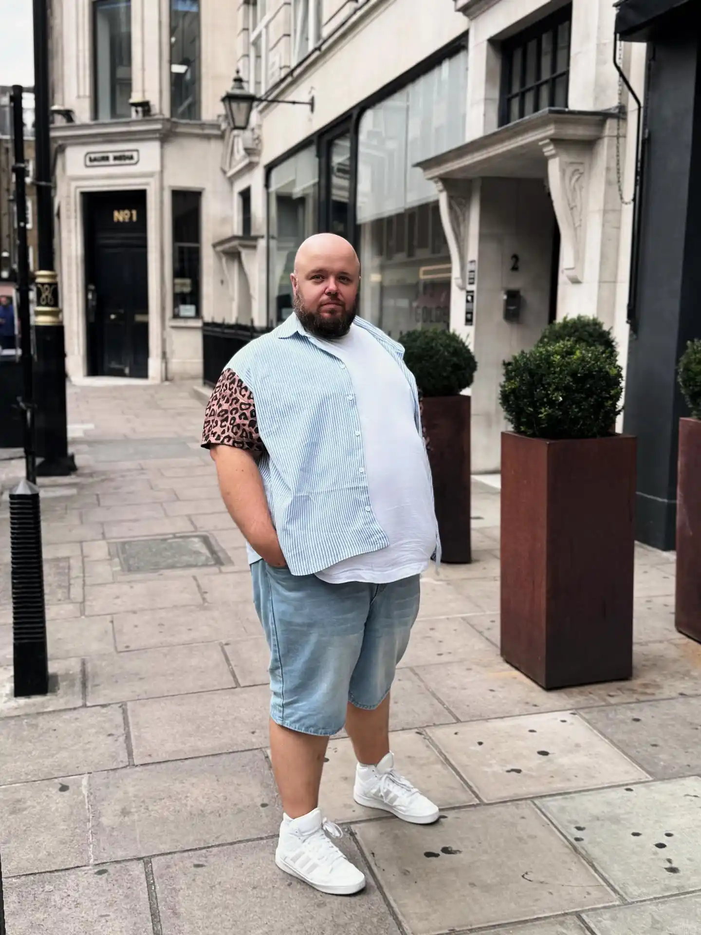 20 Vacation Outfits for Plus Size Men No One Tells You About 14 2. Layered Shirt with Denim Shorts