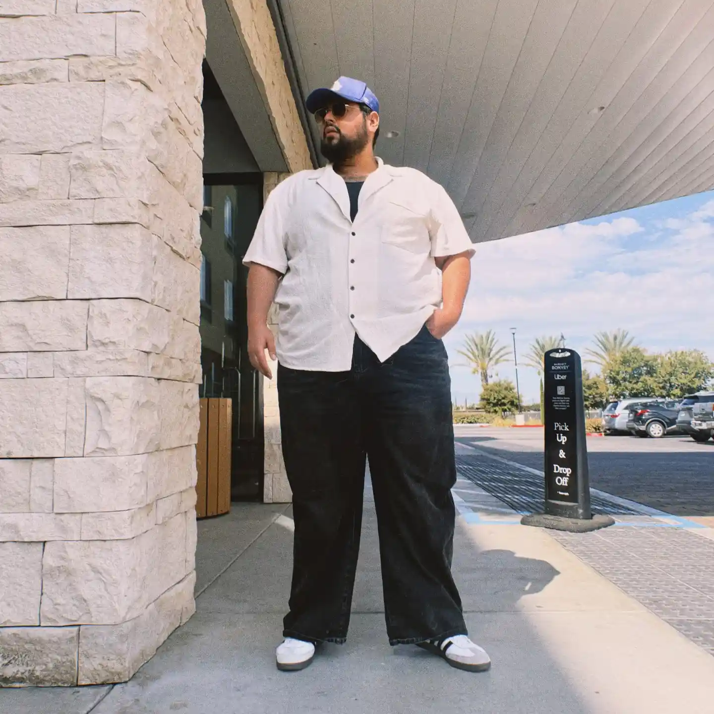 20 Vacation Outfits for Plus Size Men No One Tells You About 20 8. Camp Collar Shirt with Wide Leg Jeans