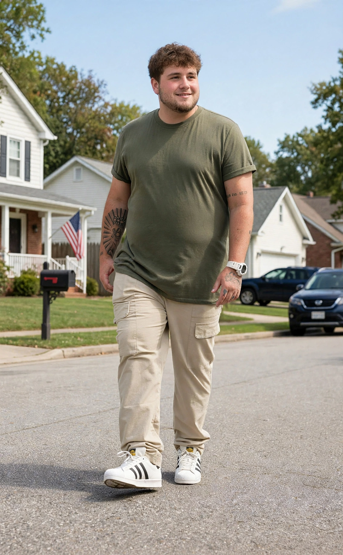 1. Olive Tee and Khaki Cargo Pants