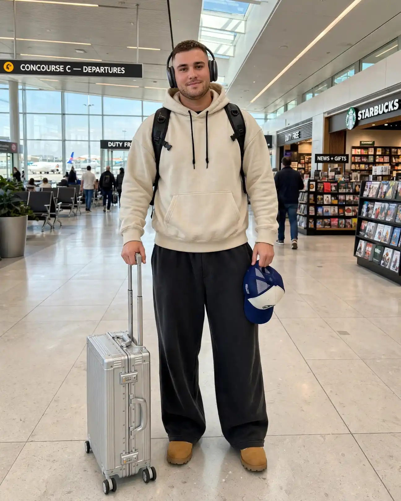 24 Travel Outfit Ideas for Plus Size Men Worth Saving Right Now 22 8. Oversized Hoodie and Wide Sweatpants