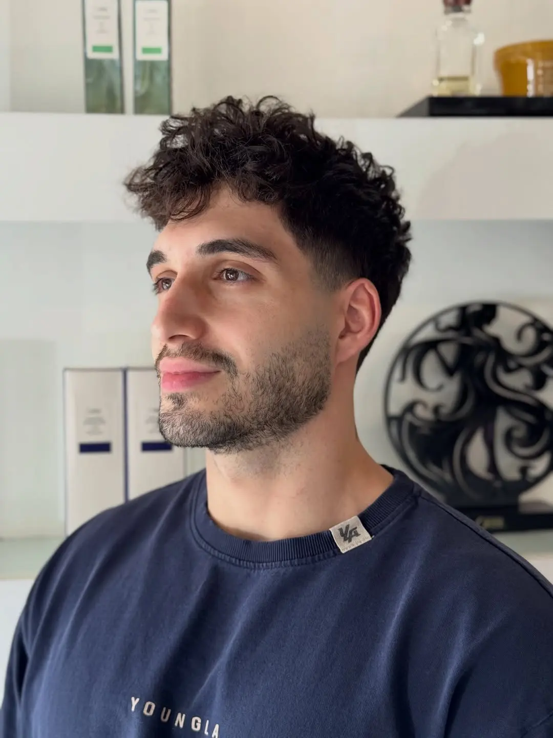 14. Textured Curl Crop With Low Fade