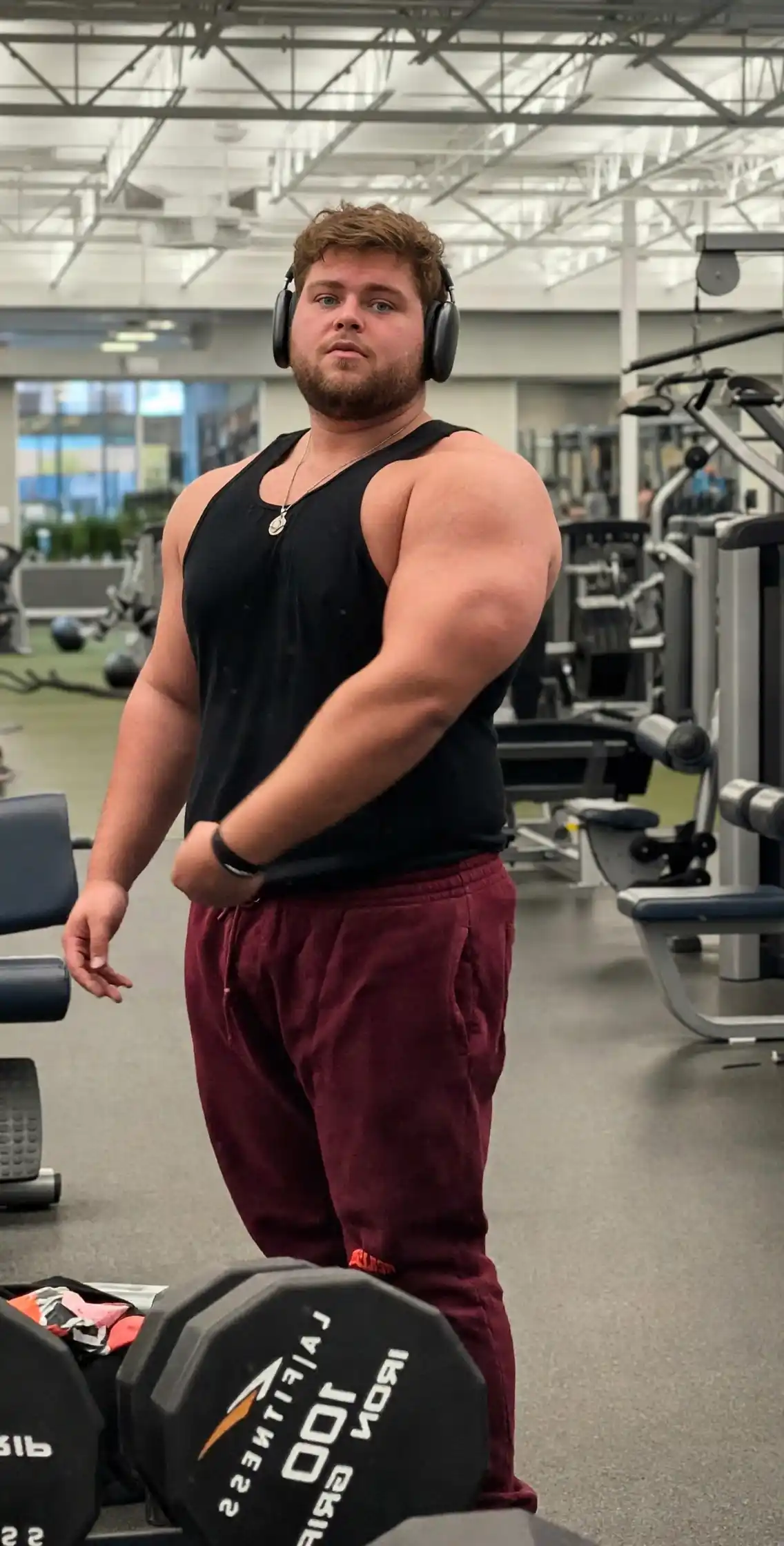 5. Racerback Tank with Maroon Sweatpants