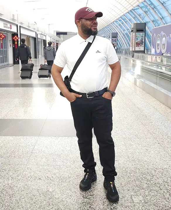 White Polo and Black Trousers When You Land Straight Into Work