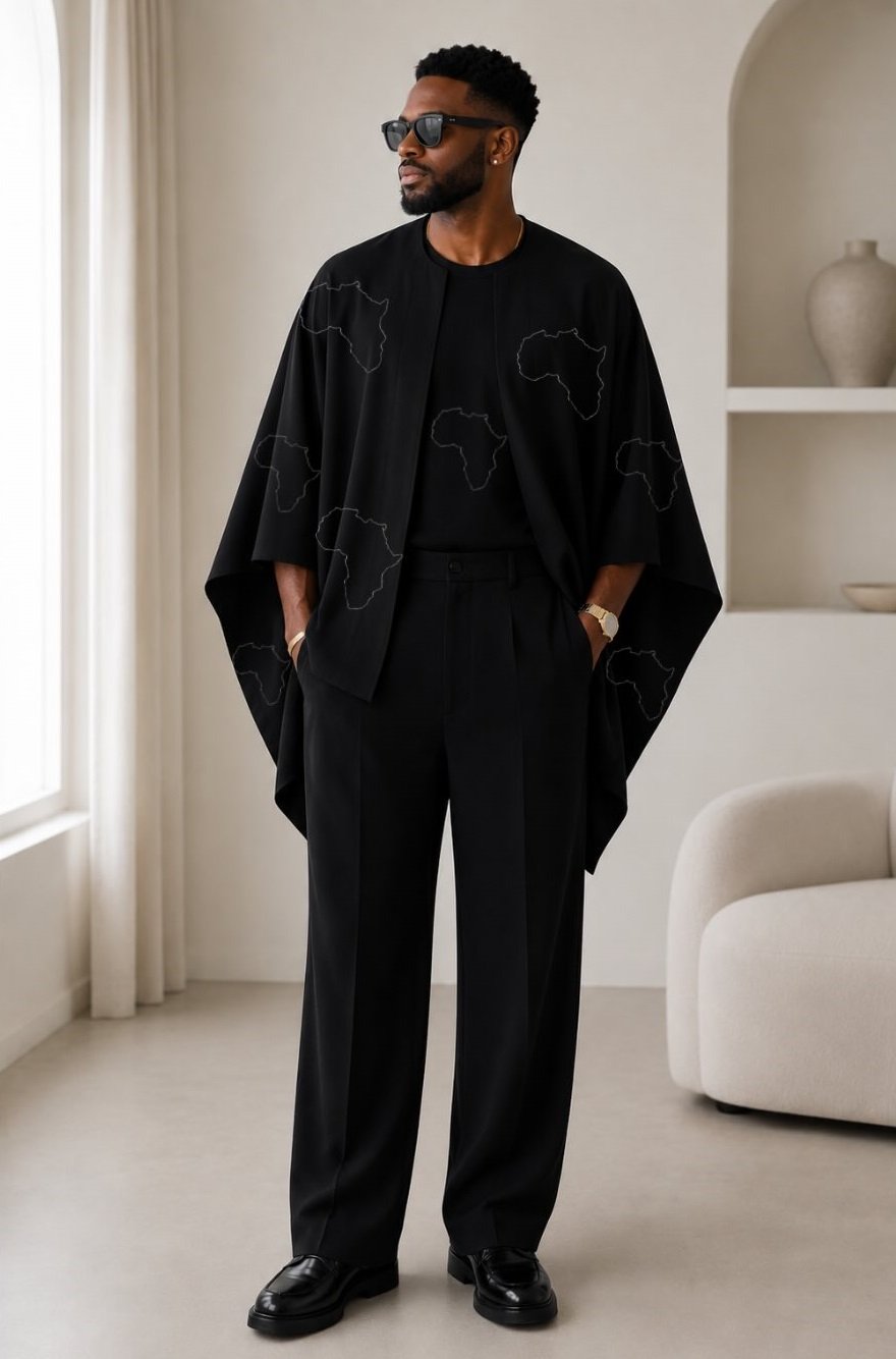 The Draped Cape Jacket That Turns a Plain Suit Into a Signal