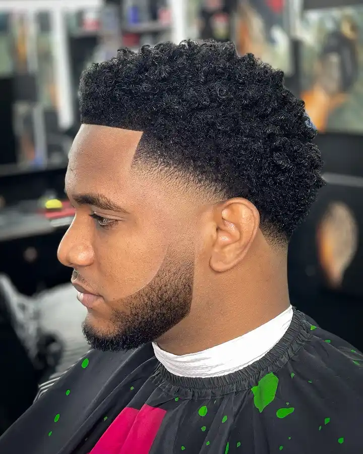 5. High Top Curl Fade With Sharp Part