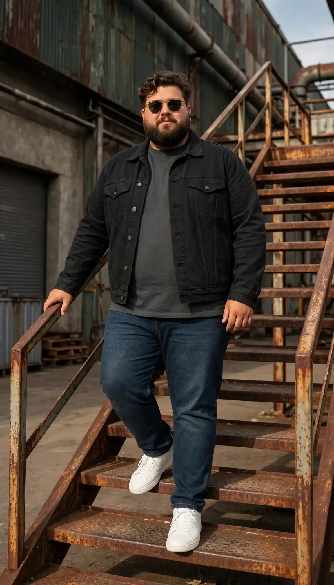 13. Black Trucker Jacket Industrial Look