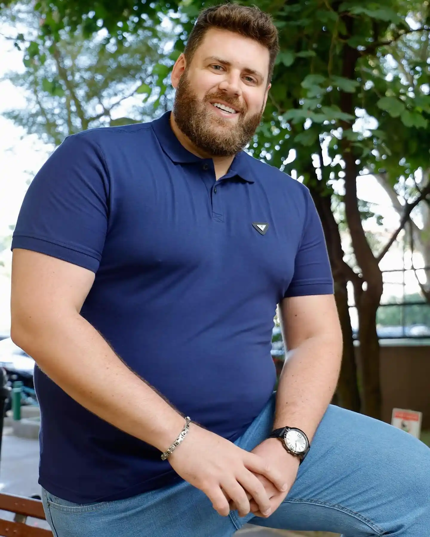 2. Navy Polo Smart Casual Look