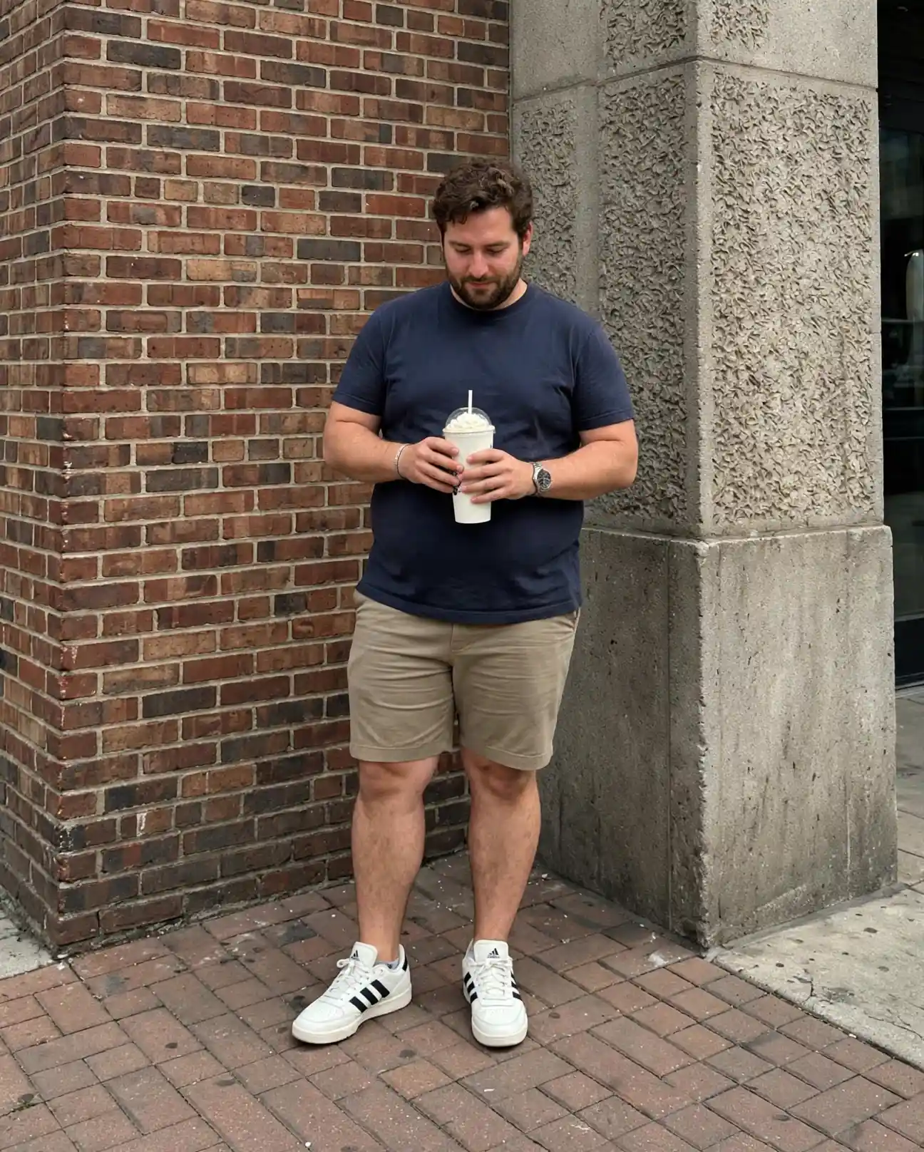 12. Navy Tee with Khaki Shorts