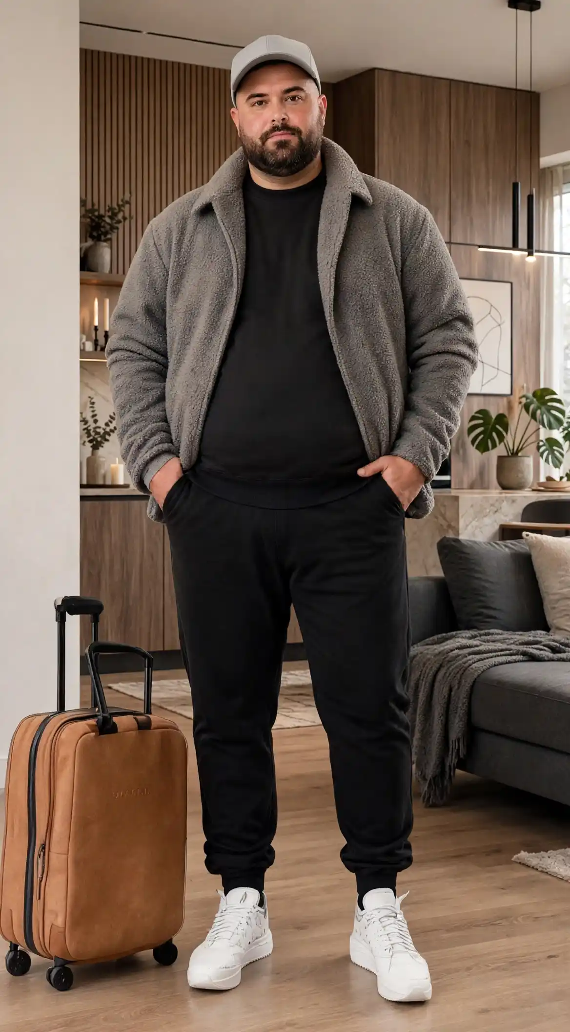 10. Black Sweatshirt Under Grey Collared Jacket