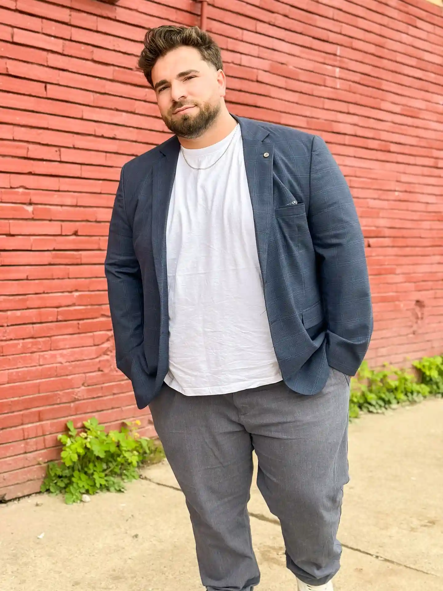 8. Navy Blazer with White Tee