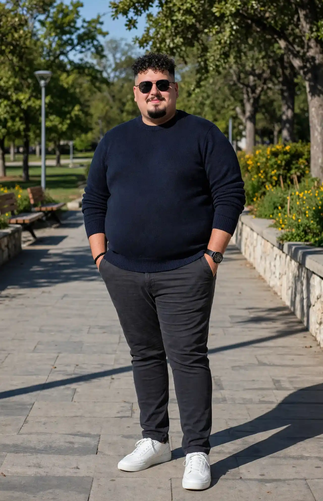 14. Navy Sweater with Charcoal Trousers