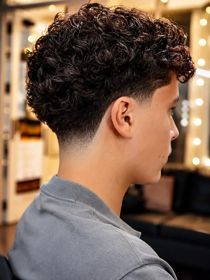 Short Curly Hair for Men: 23 Low-Effort Styles 25 23. Wet-Look Curl Cap With a Balanced Low Fade