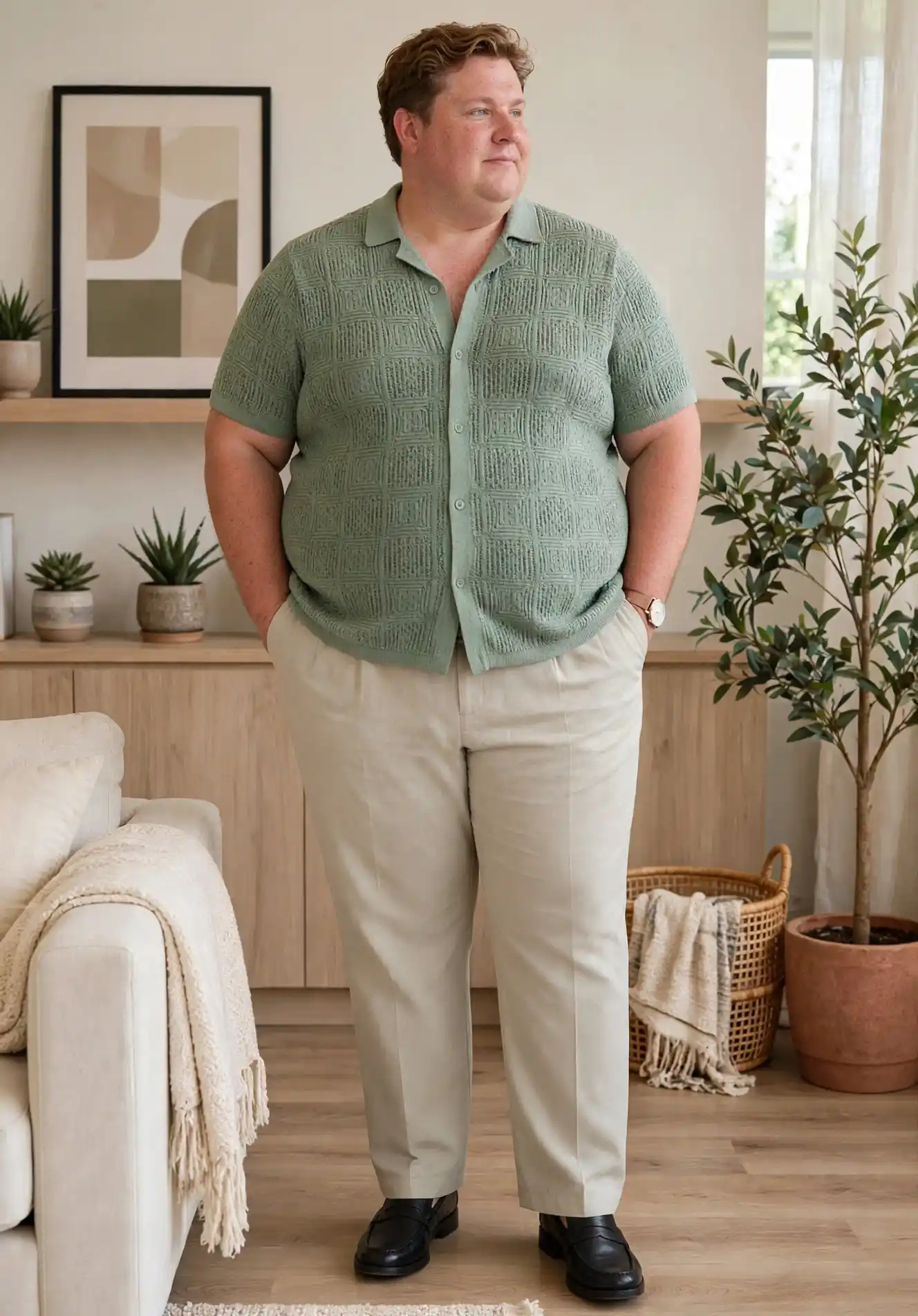 15. Textured Sage Knit Shirt
